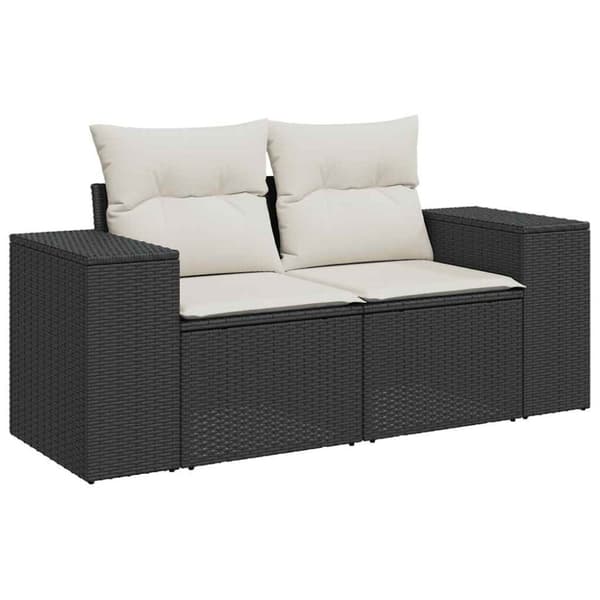 sofasæt til haven 6 dele med hynder polyrattan akacietræ sort