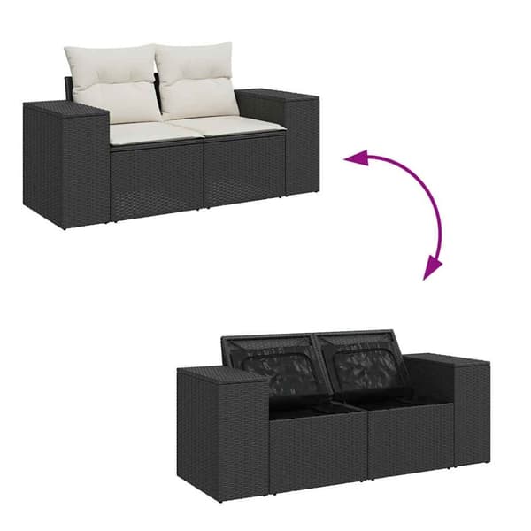 sofasæt til haven 6 dele med hynder polyrattan akacietræ sort