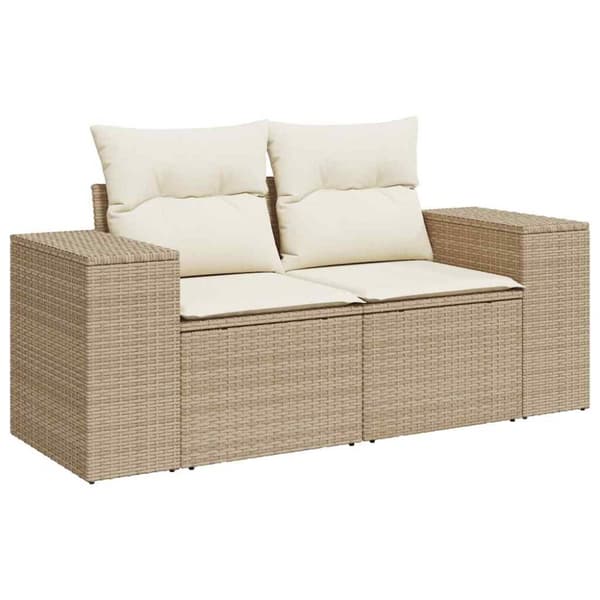 sofasæt til haven 7 dele med hynder polyrattan beige