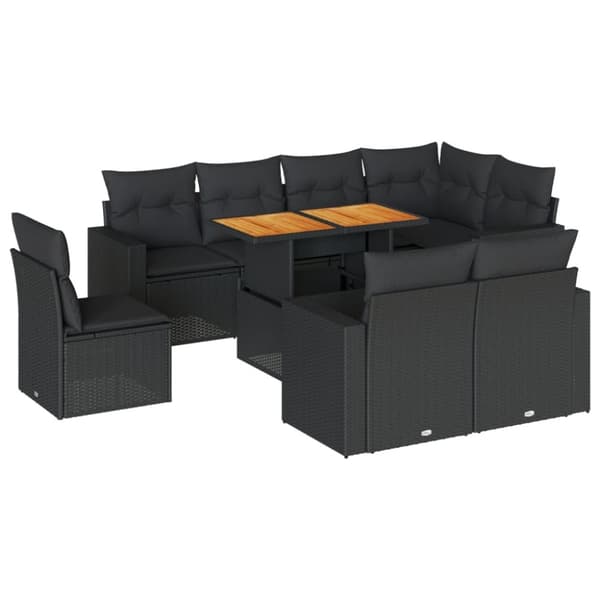sofasæt til haven 9 dele med hynder polyrattan sort