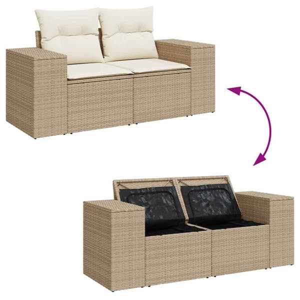 sofasæt til haven 7 dele med hynder polyrattan beige