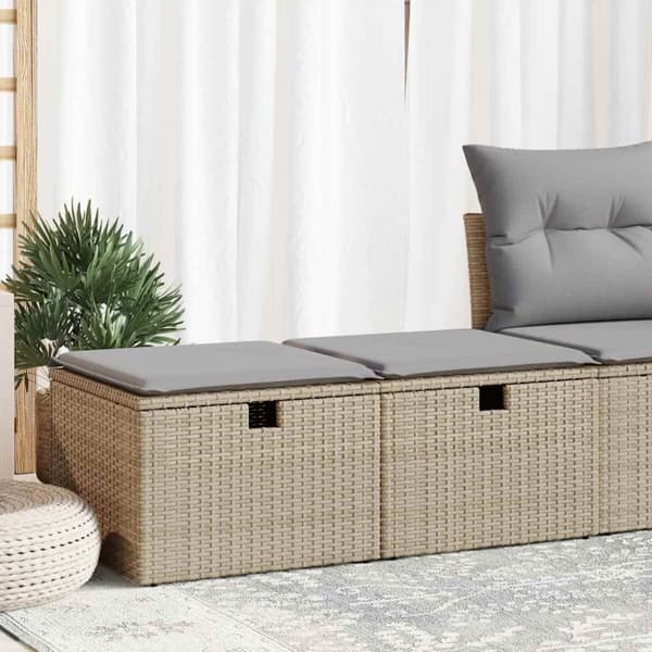 sofasæt til haven 2 dele med hynder polyrattan akacietræ beige