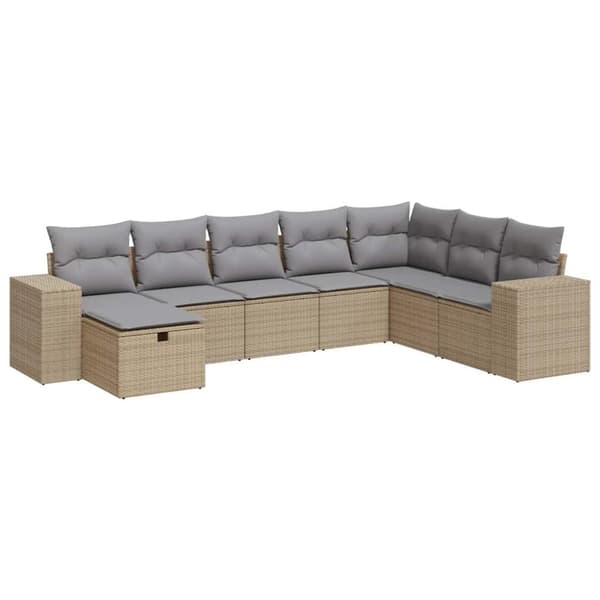 sofasæt til haven 8 dele med hynder polyrattan beige