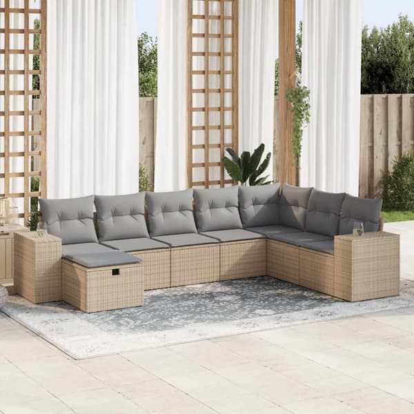 sofasæt til haven 8 dele med hynder polyrattan beige