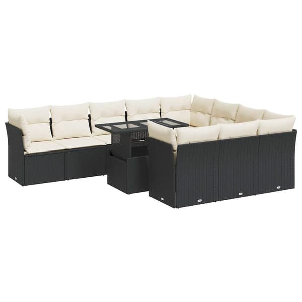 sofasæt til haven 11 dele med hynder polyrattan sort