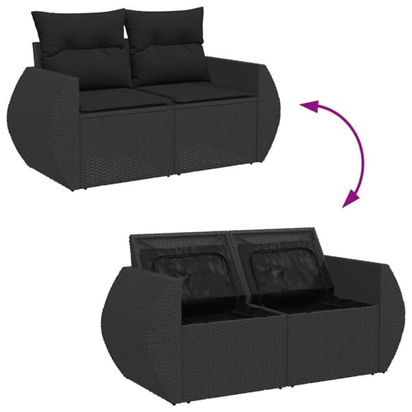 Loungegrupp för trädgården med dynor 5 delar svart konstrotting