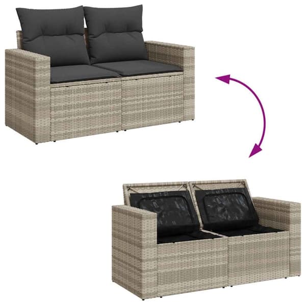 sofasæt til haven 10 dele med hynder polyrattan lysegrå