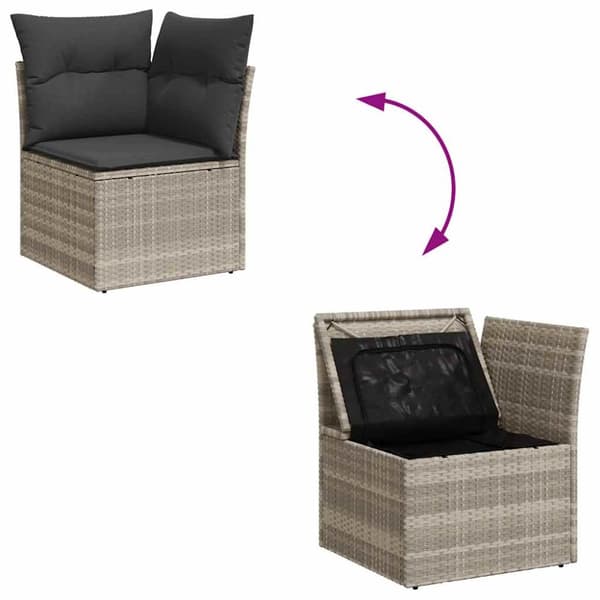 sofasæt til haven 10 dele med hynder polyrattan lysegrå
