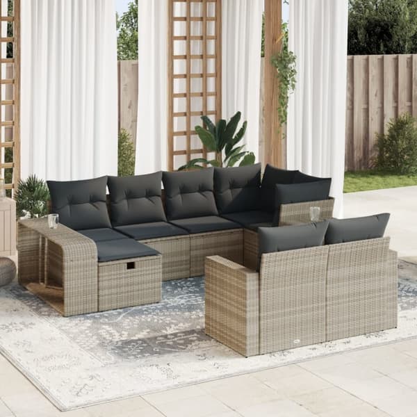 sofasæt til haven 10 dele med hynder polyrattan lysegrå