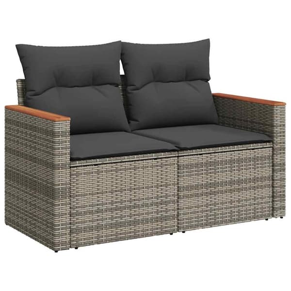 sofasæt til haven 9 dele med hynder polyrattan akacietræ grå