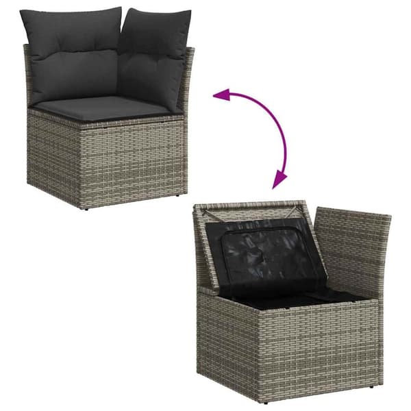 sofasæt til haven 9 dele med hynder polyrattan akacietræ grå