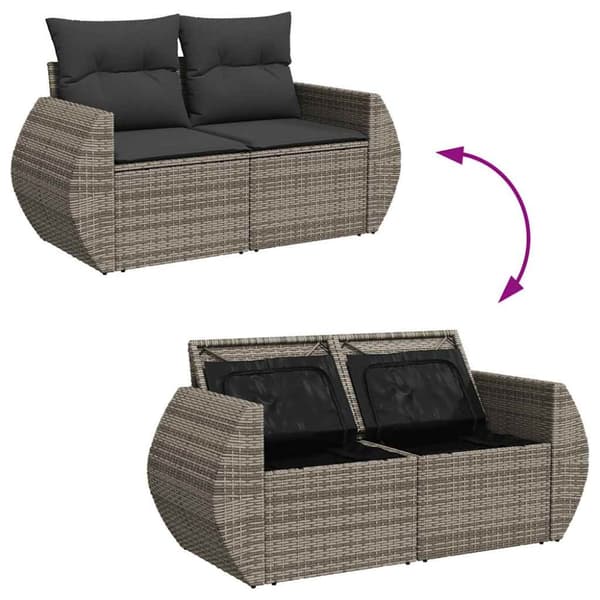 sofasæt til haven 8 dele med hynder polyrattan akacietræ grå