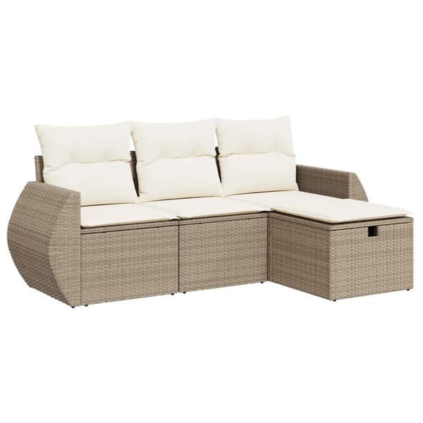 sofasæt til haven 4 dele med hynder polyrattan beige