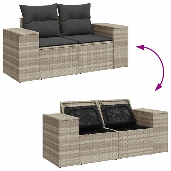 sofasæt til haven 9 dele med hynder polyrattan lysegrå