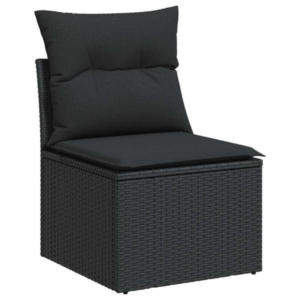 sofasæt til haven 7 dele med hynder polyrattan akacietræ sort