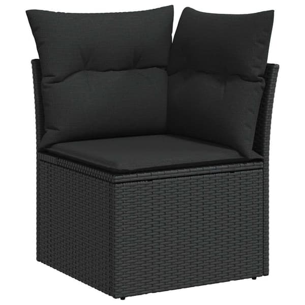 sofasæt til haven 7 dele med hynder polyrattan akacietræ sort