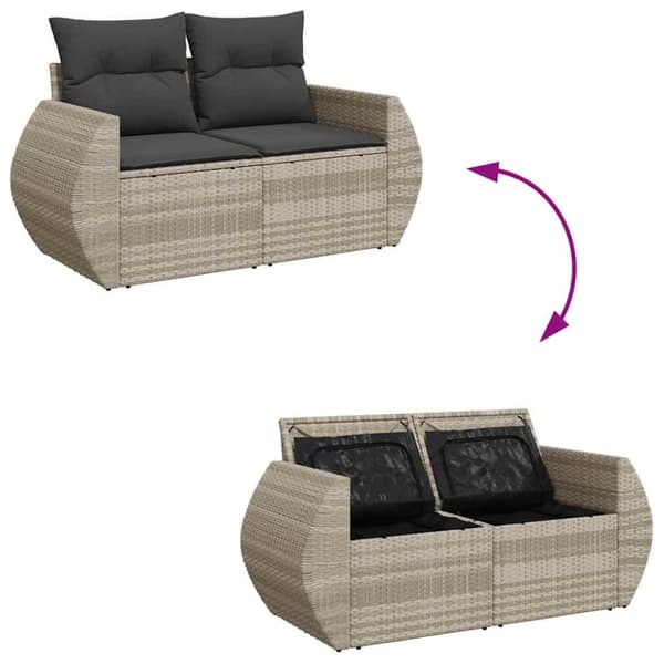 sofasæt til haven 9 dele med hynder polyrattan lysegrå