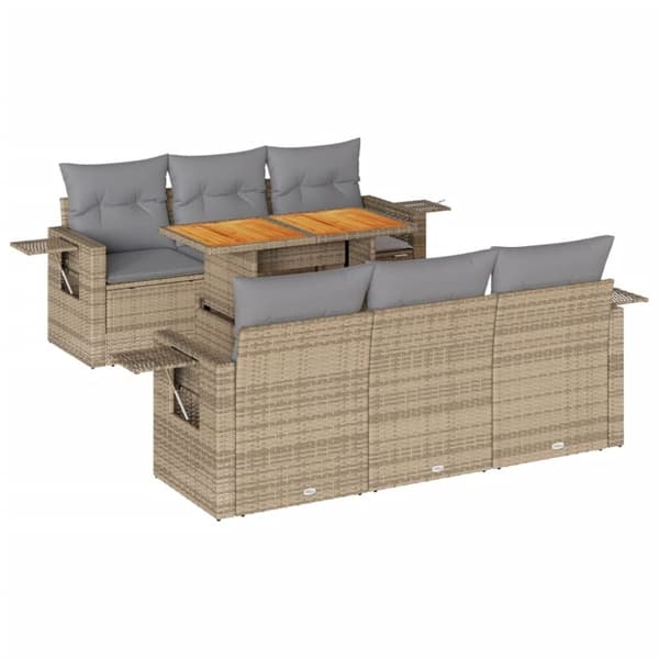 sofasæt til haven 7 dele med hynder polyrattan beige