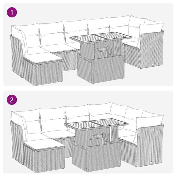 sofasæt til haven 8 dele med hynder polyrattan beige