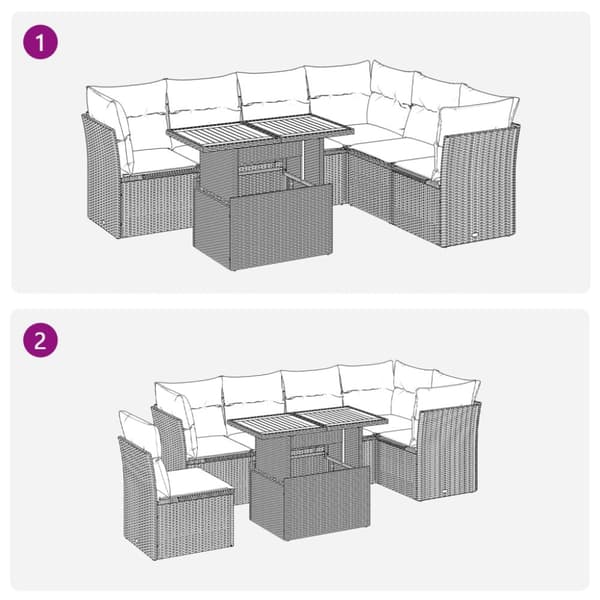 sofasæt til haven 7 dele med hynder polyrattan beige