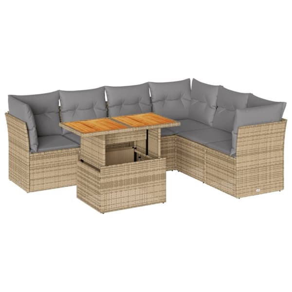 sofasæt til haven 7 dele med hynder polyrattan beige