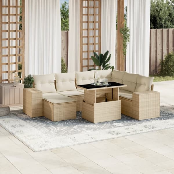 sofasæt til haven 8 dele med hynder polyrattan beige