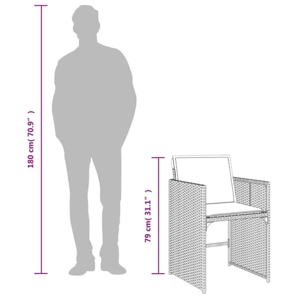 5-osainen puutarhakalustesarja tyynyillä, sekoitettu beige