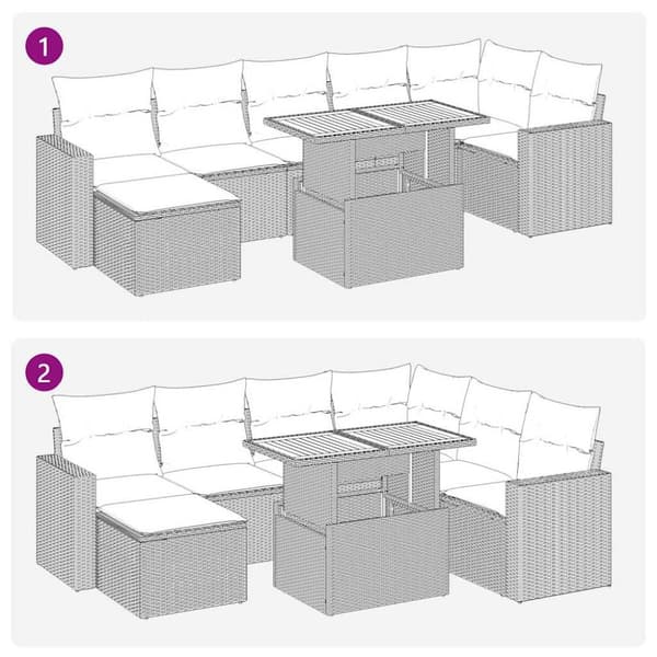 sofasæt til haven 8 dele med hynder polyrattan beige
