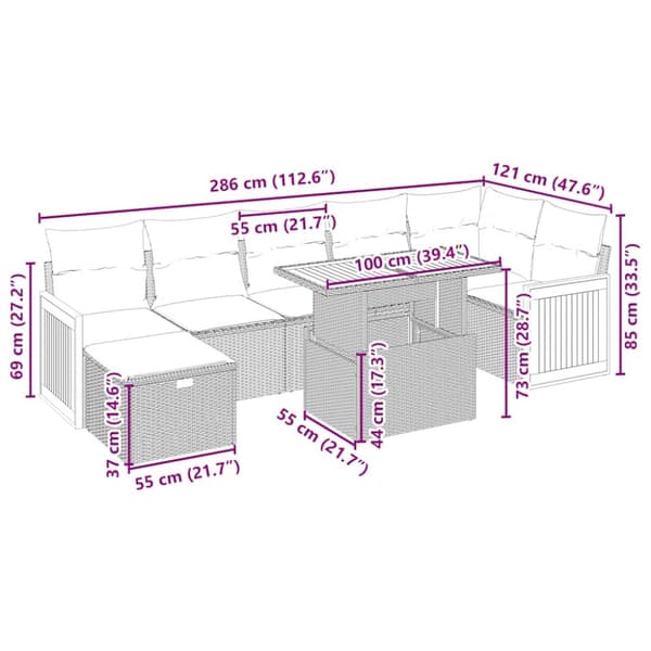sofasæt til haven 8 dele med hynder polyrattan beige