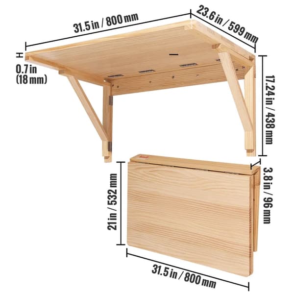 V�gmonteret Foldetabel, Carbonst�lbeslag, Tr�skrivebord, tr�