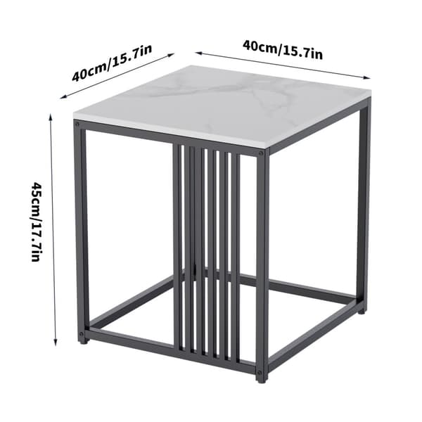 Marmorbord, Solid Marmor Konstruktion, Allsidig brug som Sofa Side eller Natbord, HVID