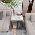 Miniatyrbillede 2 af 4: Marmorbord, Solid Marmor Konstruktion, Allsidig brug som Sofa Side eller Natbord, HVID