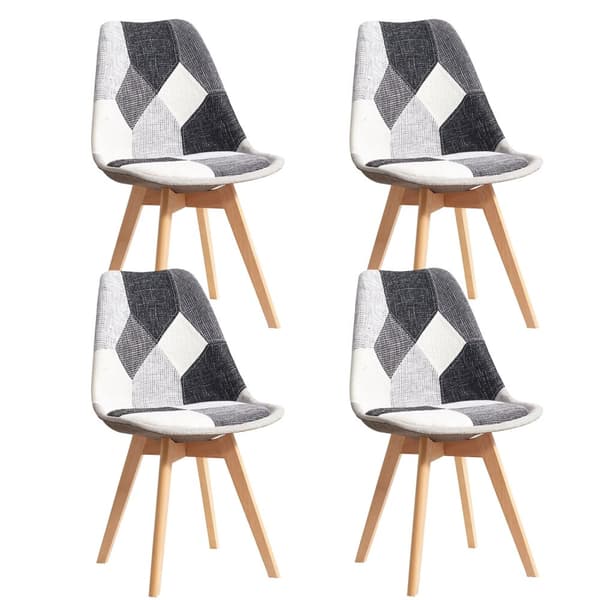 Matstolar, Färgglatt Patchwork Design, Vadderad Sits, Svart Vit Grå