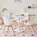 Miniatyrbillede 2 af 2: Rundt spisebordssæt, nordisk design, multifunktionelt, Hvide spisesæt