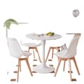 Miniatyrbillede 1 af 2: Rundt spisebordssæt, nordisk design, multifunktionelt, Hvide spisesæt
