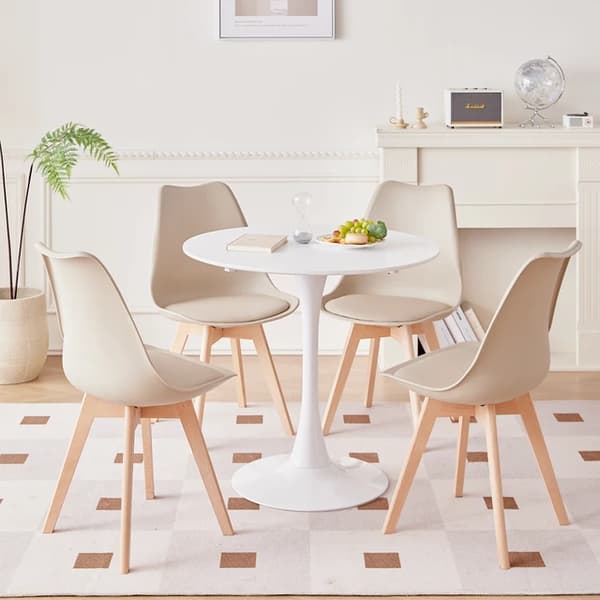 Rund matbordssats, nordisk design, mångsidig, Beige matgrupper