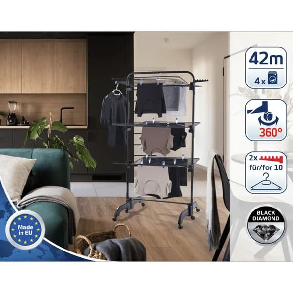 Klädhängare - Leifheit - Comfort Tower 420 - Svart - Fällbar - 3 nivåer