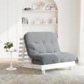 Miniatyrbild 2 av 11: vidaXL Futonbäddsoffa med madrass vit 100x206x11 cm massiv furu