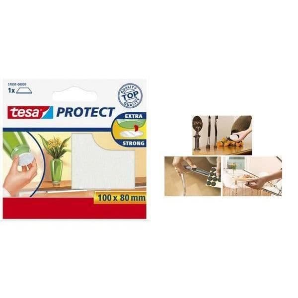 Scratch-resistant filtar - TESA - 0,1 m x 80 mm - Vit - Klister - Filtar