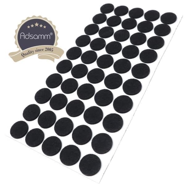50 x filtdynor | Ø 22 mm | svart | runda | självhäftande glidplan av optimal kvalitet