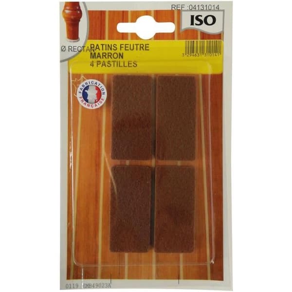 Fälg med självhäftande filt ISO - Brun - 25x45 mm - Pack om 4 - Ljuddämpande