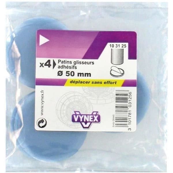Grå adhesiv PTFE glidfot D: 50mm x4 - VYNEX - Förpackning med 4 - Glidkraft - Underlättar förflyttningar