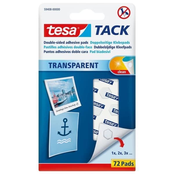 TESA TACK självhäftande kuddar - Transparent - x 72