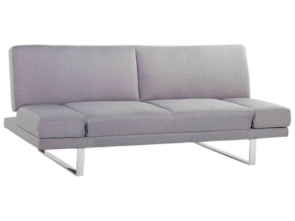 Bäddsoffa Ljusgrå Klädsel 3-sits Justerbara Armstöd