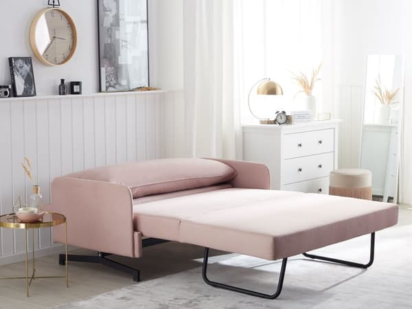 Bäddsoffa Rosa Tyg 2-sits Modern Vardagsrum