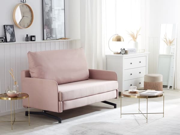 Bäddsoffa Rosa Tyg 2-sits Modern Vardagsrum