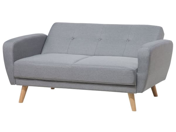 Bäddsoffa Grå Tyg Stoppad 2-sits Träben Modern Minimalistisk Vardagsrum