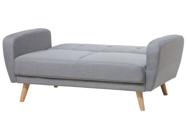 Bäddsoffa Grå Tyg Stoppad 2-sits Träben Modern Minimalistisk Vardagsrum