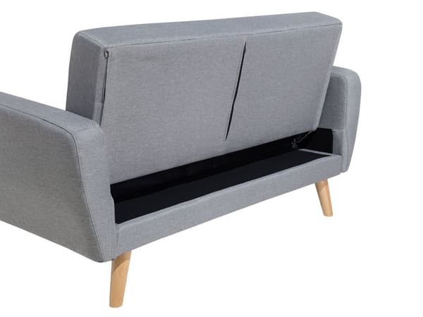 Bäddsoffa Grå Tyg Stoppad 2-sits Träben Modern Minimalistisk Vardagsrum