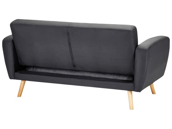 Bäddsoffa Svart Tyg Stoppad 2-sits Träben Modern Minimalistisk Vardagsrum